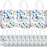 Supervitae 24 Pack Graduation Floral Gift Bags blue pastel wildflowers design