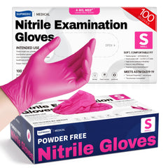 Supmedic 4 Mil MED+ nitrile exam gloves Rose-Orchid color