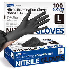 Supmedic Soft Max disposable nitrile exam gloves black size L