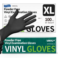 Supmedic vinyl disposable exam gloves black xl 100 count
