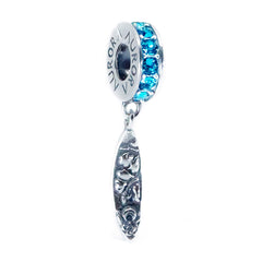Surfboard Hibiscus Tropical Flowers Dangle on silver surface