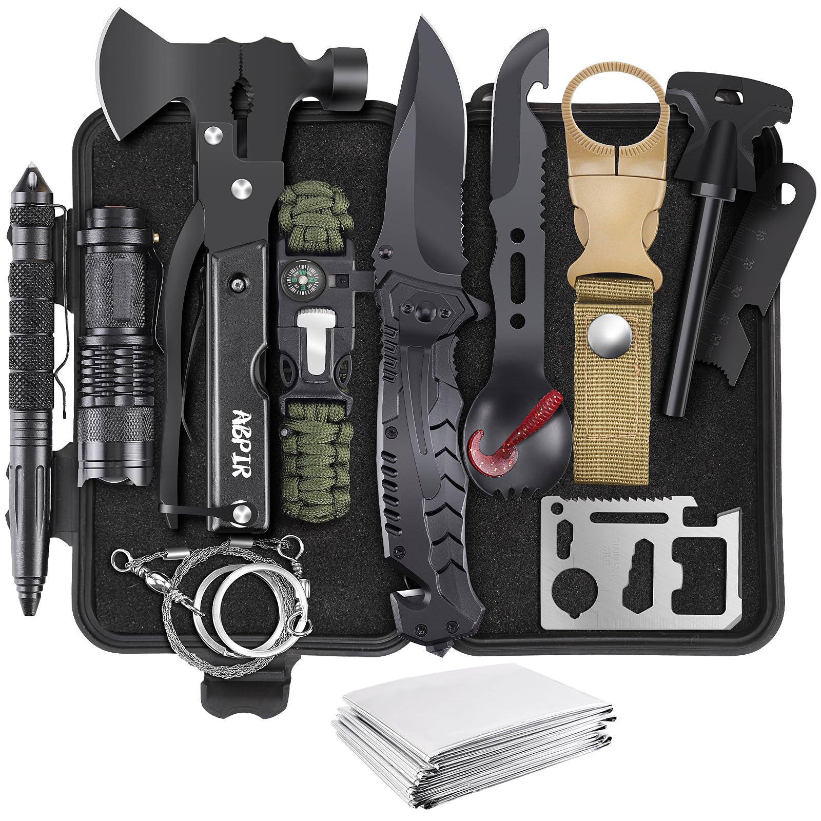 14 in 1 survival kit in a compact waterproof box
