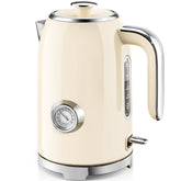 Beige SUSTEAS 57oz electric kettle exterior with thermometer