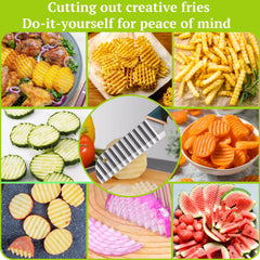 Crinkle cutter slicing vegetables and fruits