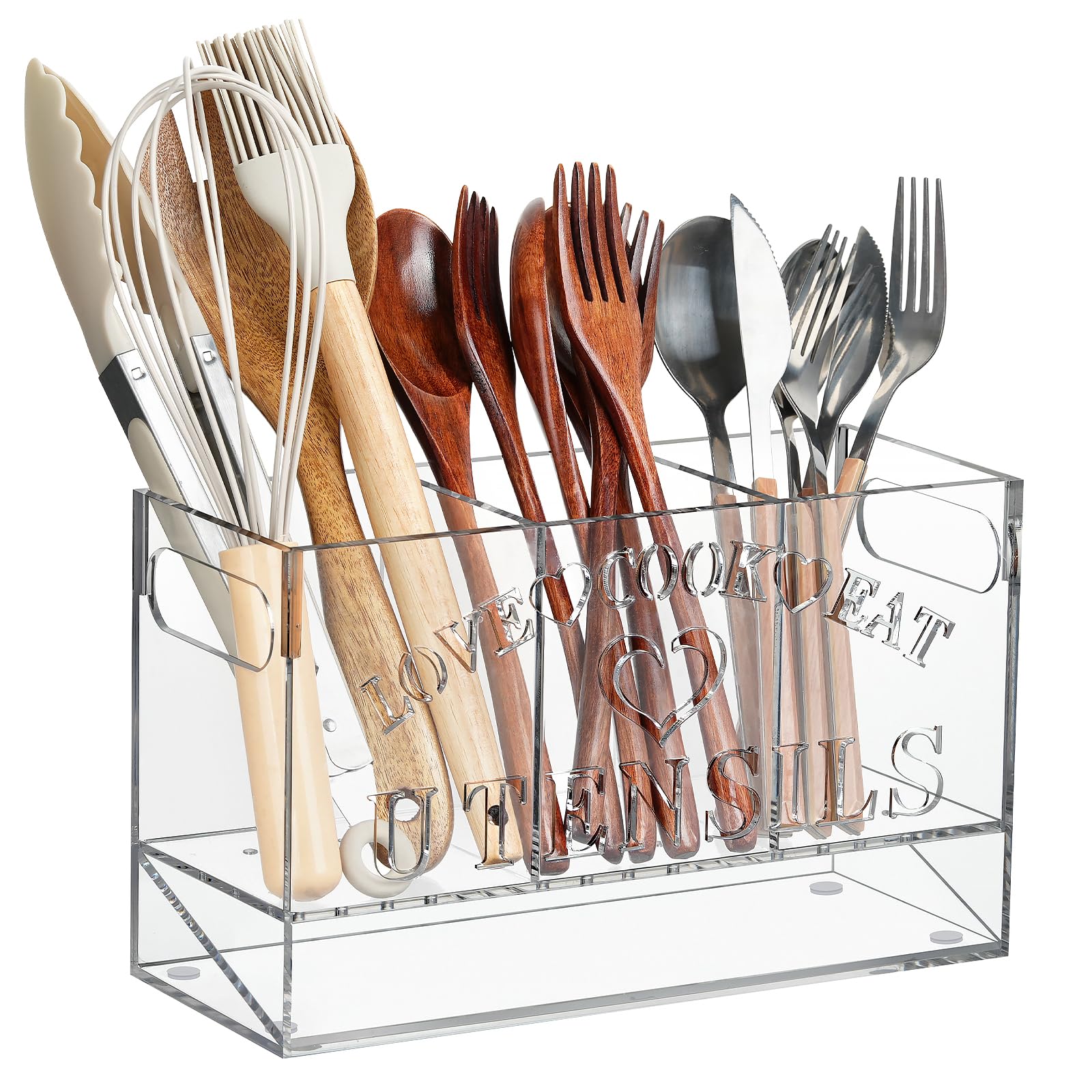 Suyue Y Utensil Holder extra large clear acrylic on kitchen counter