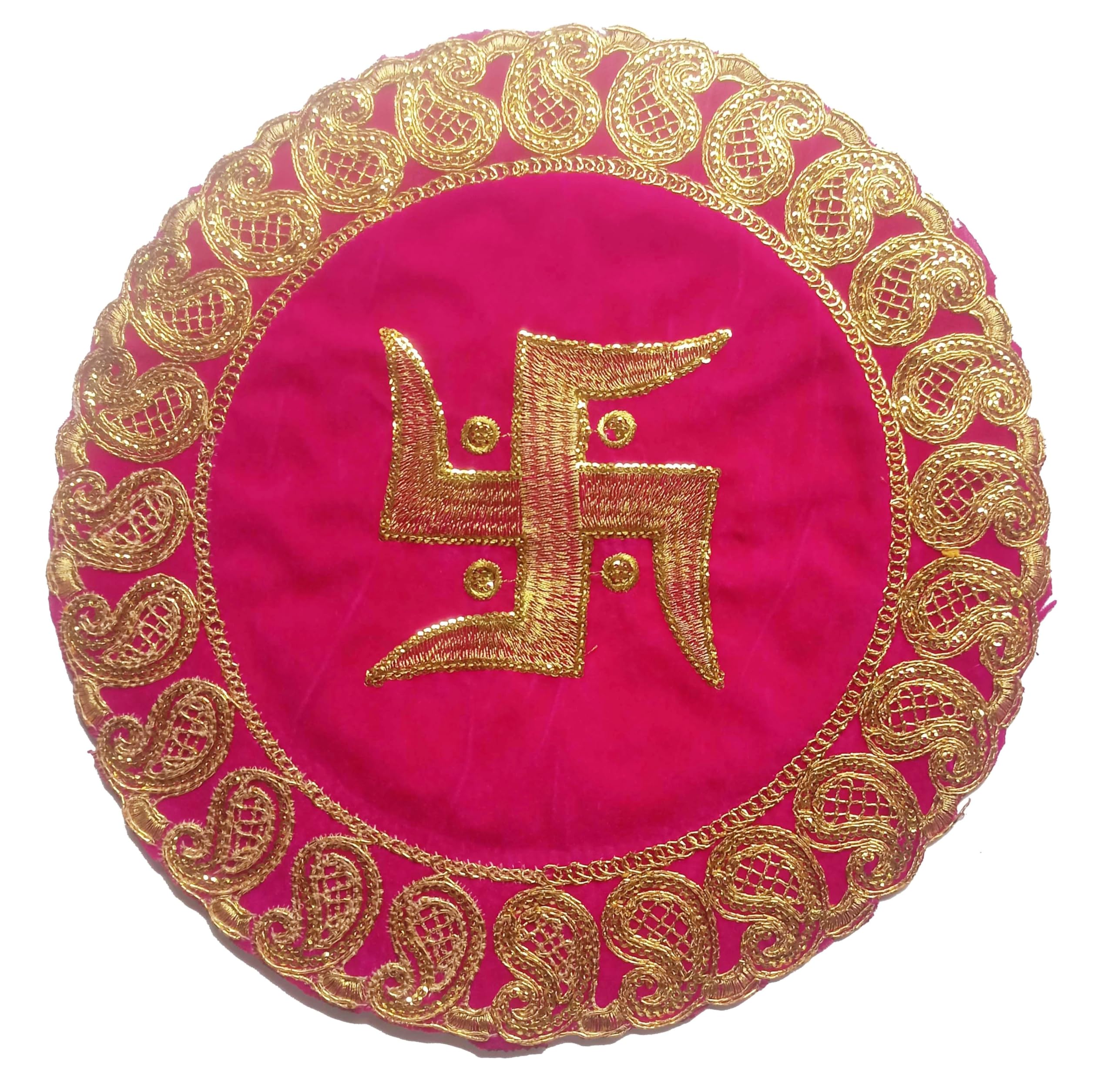 Swastik Symbol Pooja Mat Aasan Cloth 28cm square
