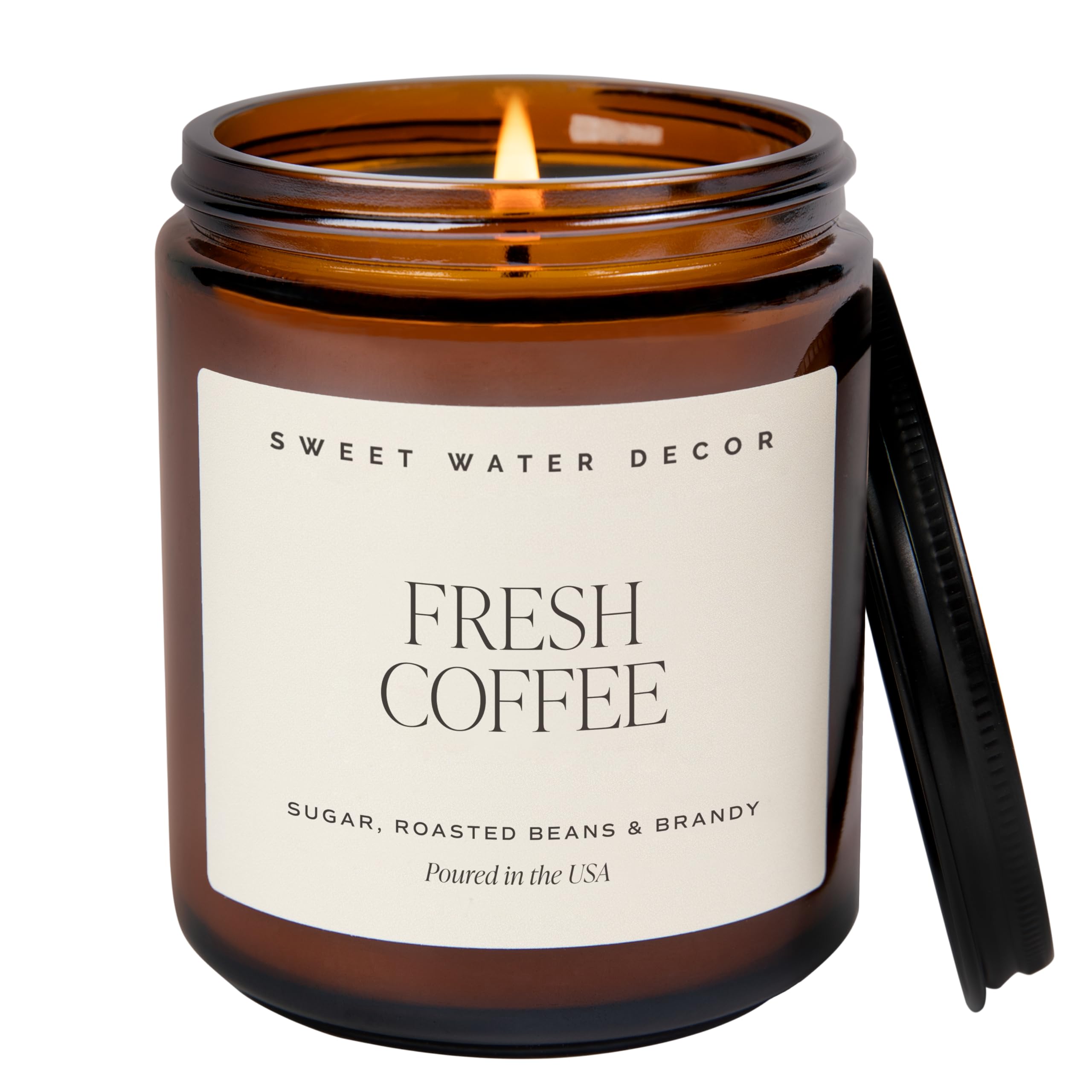 Sweet Water Decor Fresh Coffee Candle in 9oz amber jar