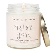 Sweet Water Decor Relax Girl candle in 9oz clear jar