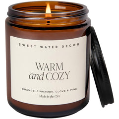 Sweet Water Decor Warm and Cozy Soy Candle in 9oz amber jar