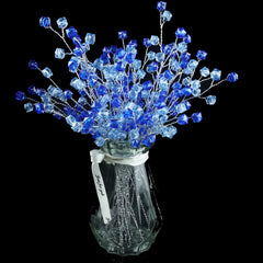 DIY floral arrangement accent with royal blue crystal beads