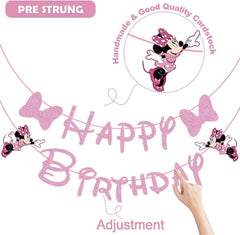 Pink mouse birthday banner 50 inch size for girl kids