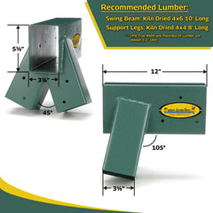 Two A-Frame swing set brackets with hardware for DIY kit