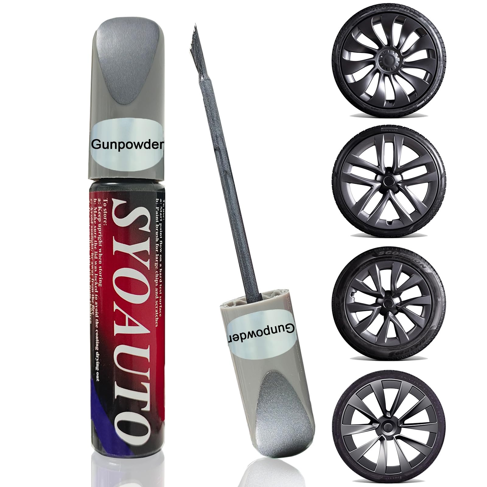 SYOAUTO Gunpowder Rim Touch Up Paint for Tesla Model Y wheels