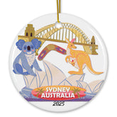 Sydney Australia Koala Kangaroo Christmas Ornament 3-Inch Ceramic front design