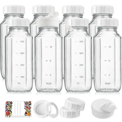 Syntic 8 pack 16 oz glass bottles with lids