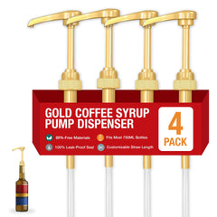 Gold syrup pump 750ml Torani Davinci Skinny bottles in a 4-pack