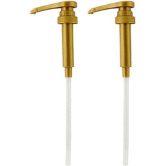 Two gold syrup pumps for 25.4 oz bottles