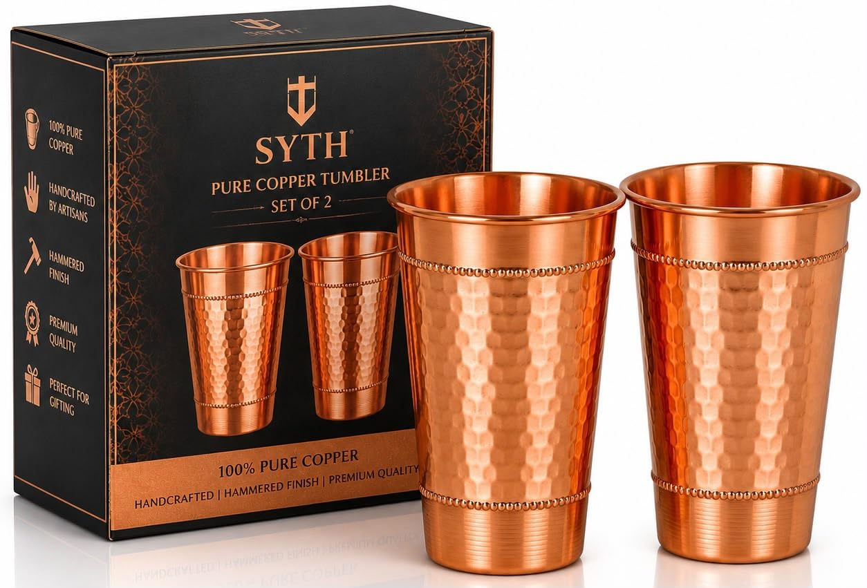 SYTH pure copper tumbler set 2 hammered finish