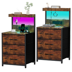 szlhanjz nightstands set of 2 with RGB LED lighting and charging station