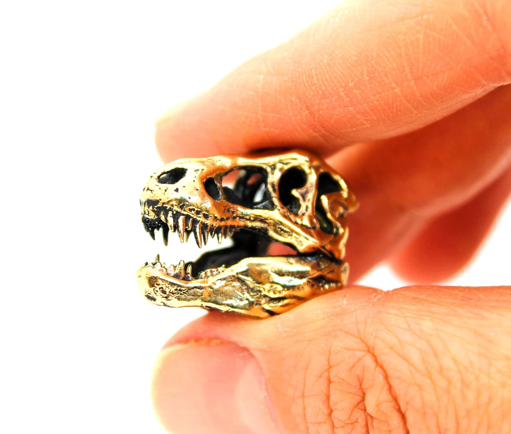 T-Rex skull pendant brass handmade image