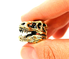 T-Rex skull pendant brass handmade image