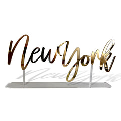 Table City Signs New York sign in clear acrylic with colored letters