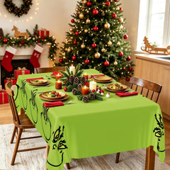 Indoor and outdoor Christmas tablecloth with green monster pattern