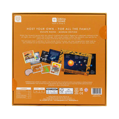 Escape room game for kids age 9 plus 2-6 players packaging and components