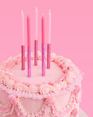 light pink wax with hot pink glitter candles set of 10