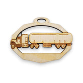 Tanker Truck Ornament natural birch wood 3.6 in x 2.7 in
