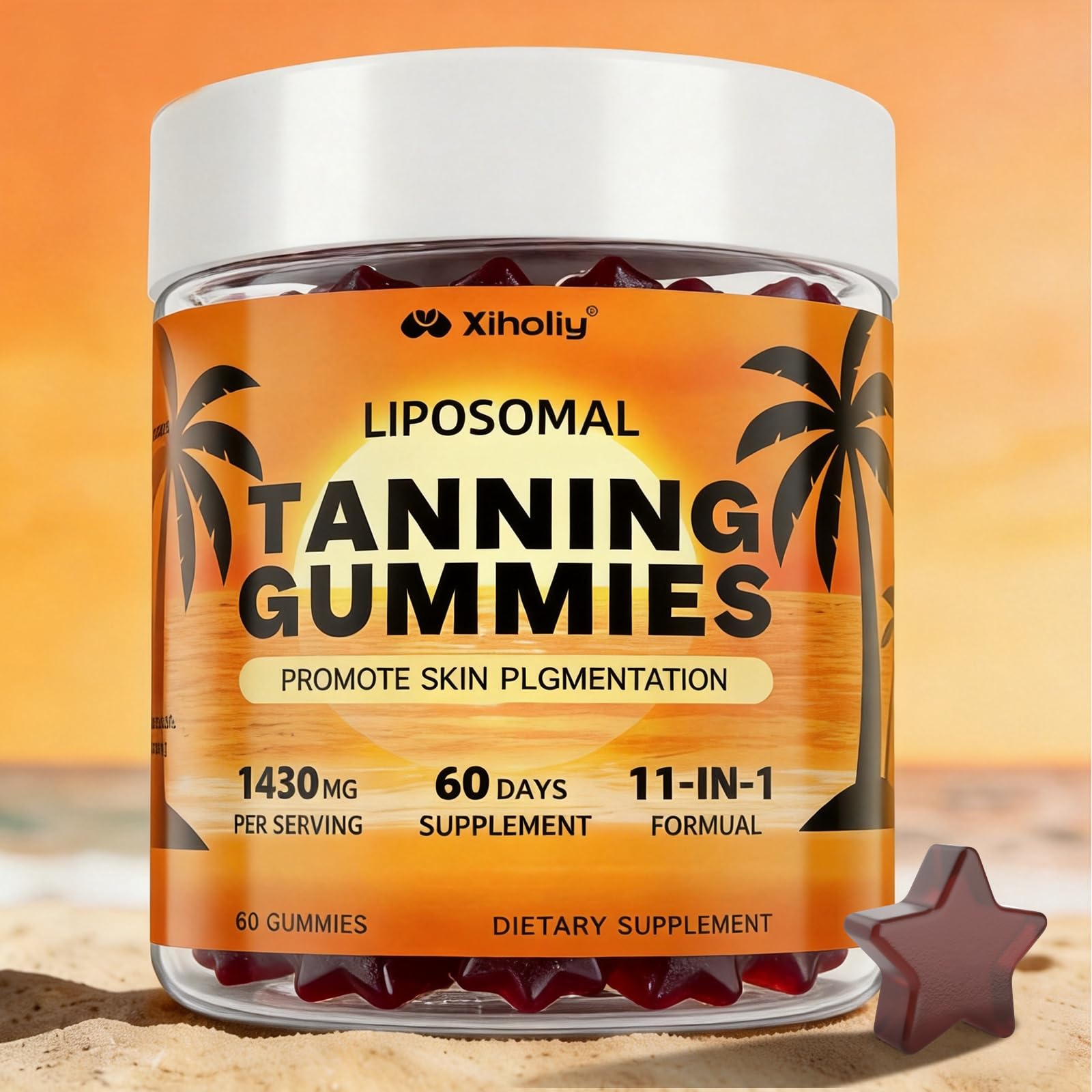 Tanning Gummies liposomal self tan astaxanthin 60 servings packaging
