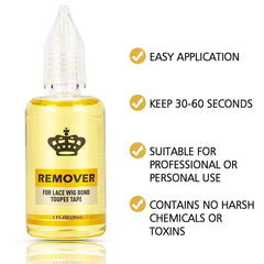 Tape-in extensions remover bottle with wig glue reference