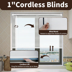 Taplzmg horizontal cordless blinds white vinyl blades