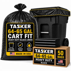 Tasker 65 gallon heavy duty trash bags in black