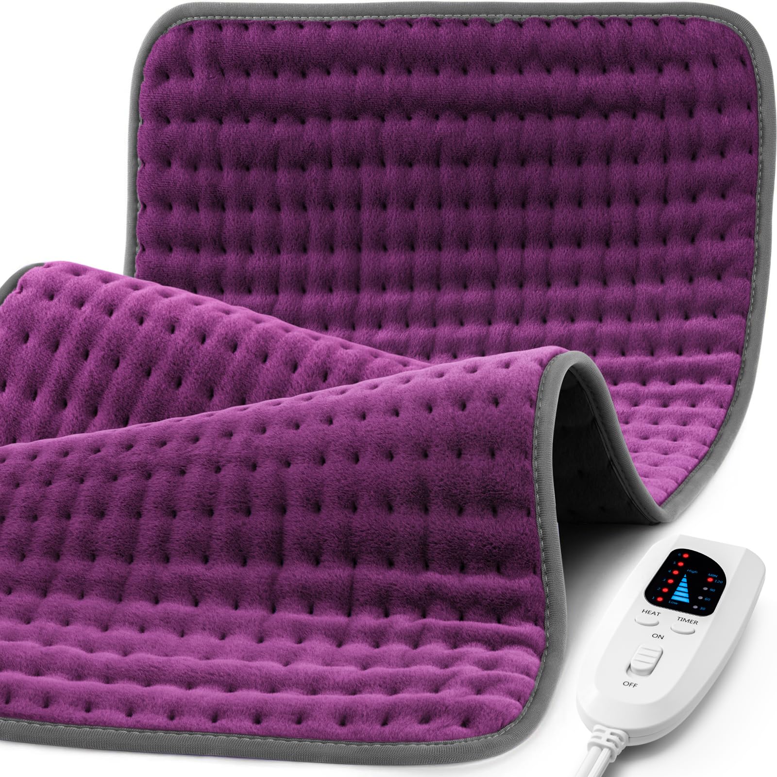 TATOWN heating pad 17x33 with velvet cover for back pain relief