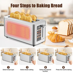 TAZTIR touch screen toaster 4 bread types panel