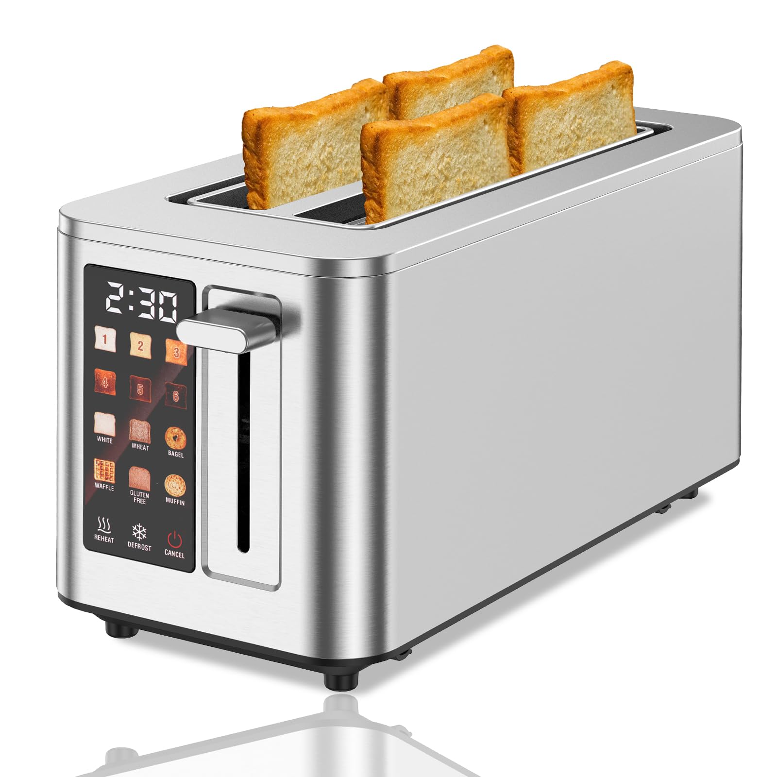 TAZTIR touch screen toaster 4 slice front view