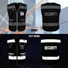 Nine pocket layout on safety vest for guards