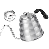 Gooseneck pour over kettle 40oz brushed silver with thermometer