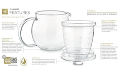 Teabloom Gardenia borosilicate glass teapot 27 oz