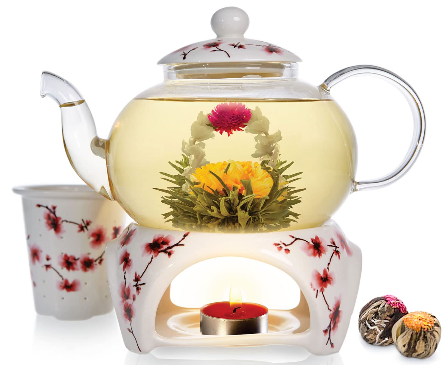 Teabloom Petite Cherry Blossom Teapot glass body