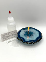 Teal Agate Slice decorative oil lamp component