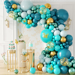 Teal turquoise balloon arch kit components for arch design