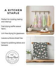 Teal waffle weave kitchen towel for bakers 16x24