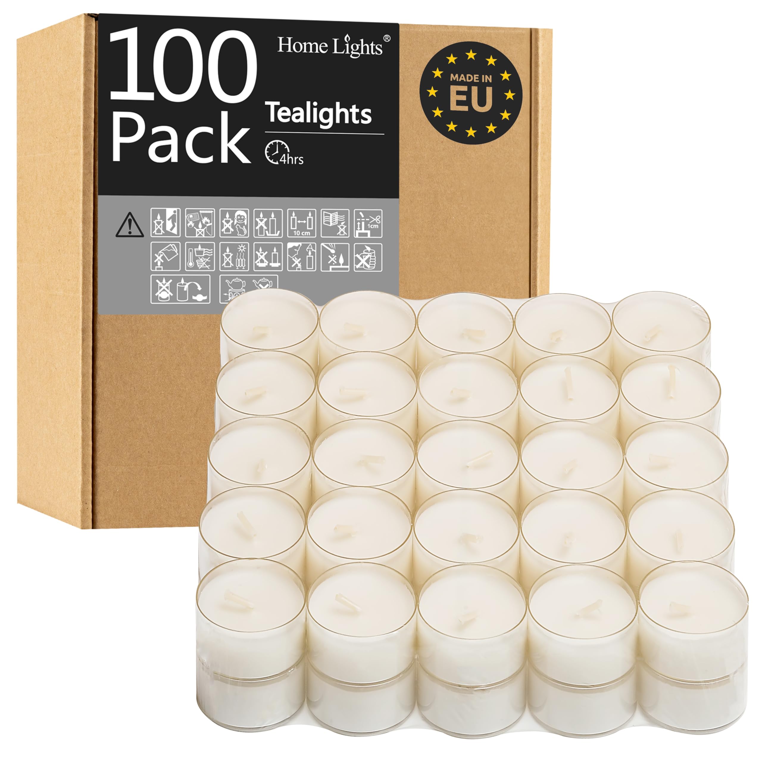 Tealight Candles white 100 pack in clear cup