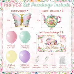 Giant teapot foil balloons with floral patterns for vintage tea party
