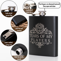 Tears of My Players black hip flask engraving