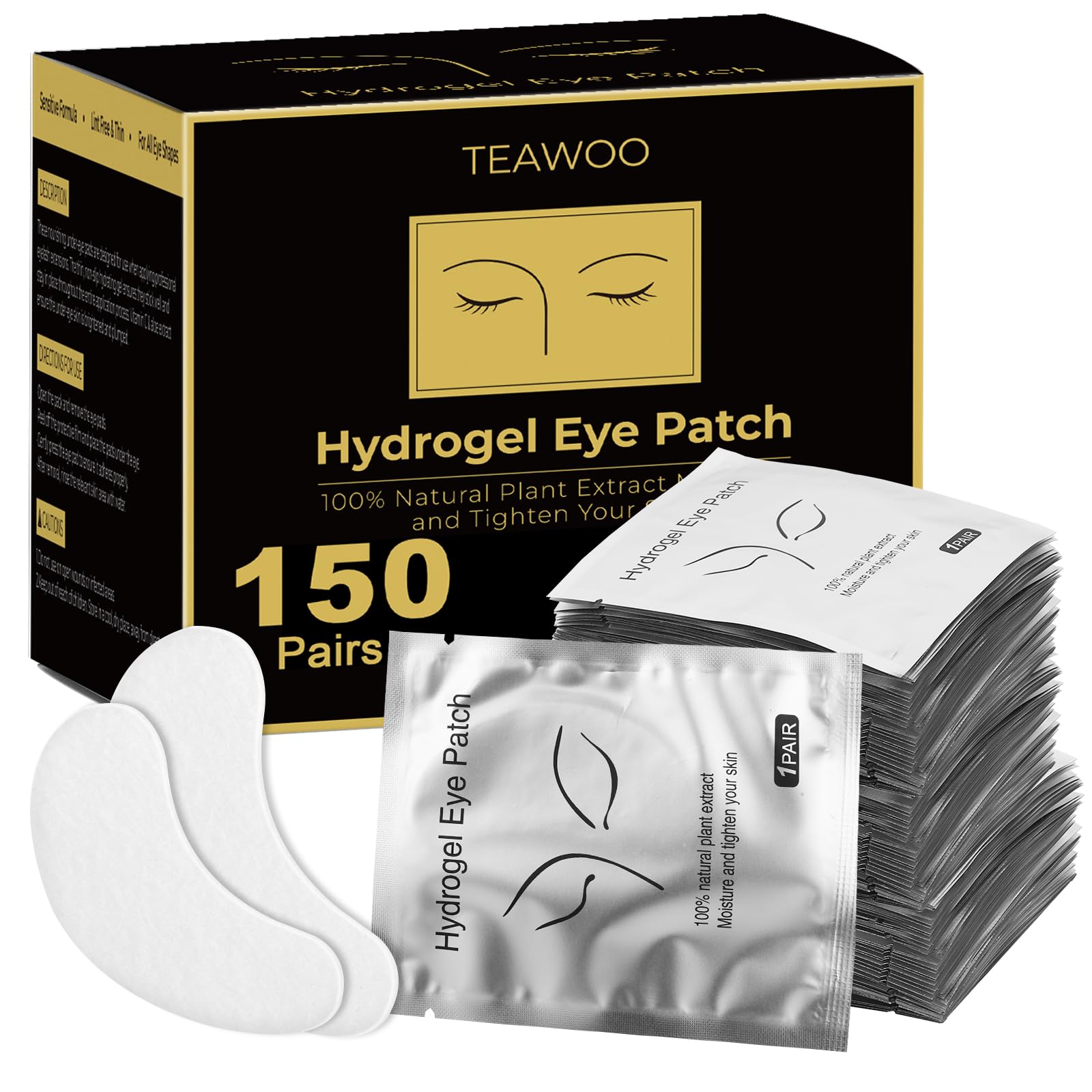 TEAWOO under eye patches lash extensions bulk pack 150 pairs