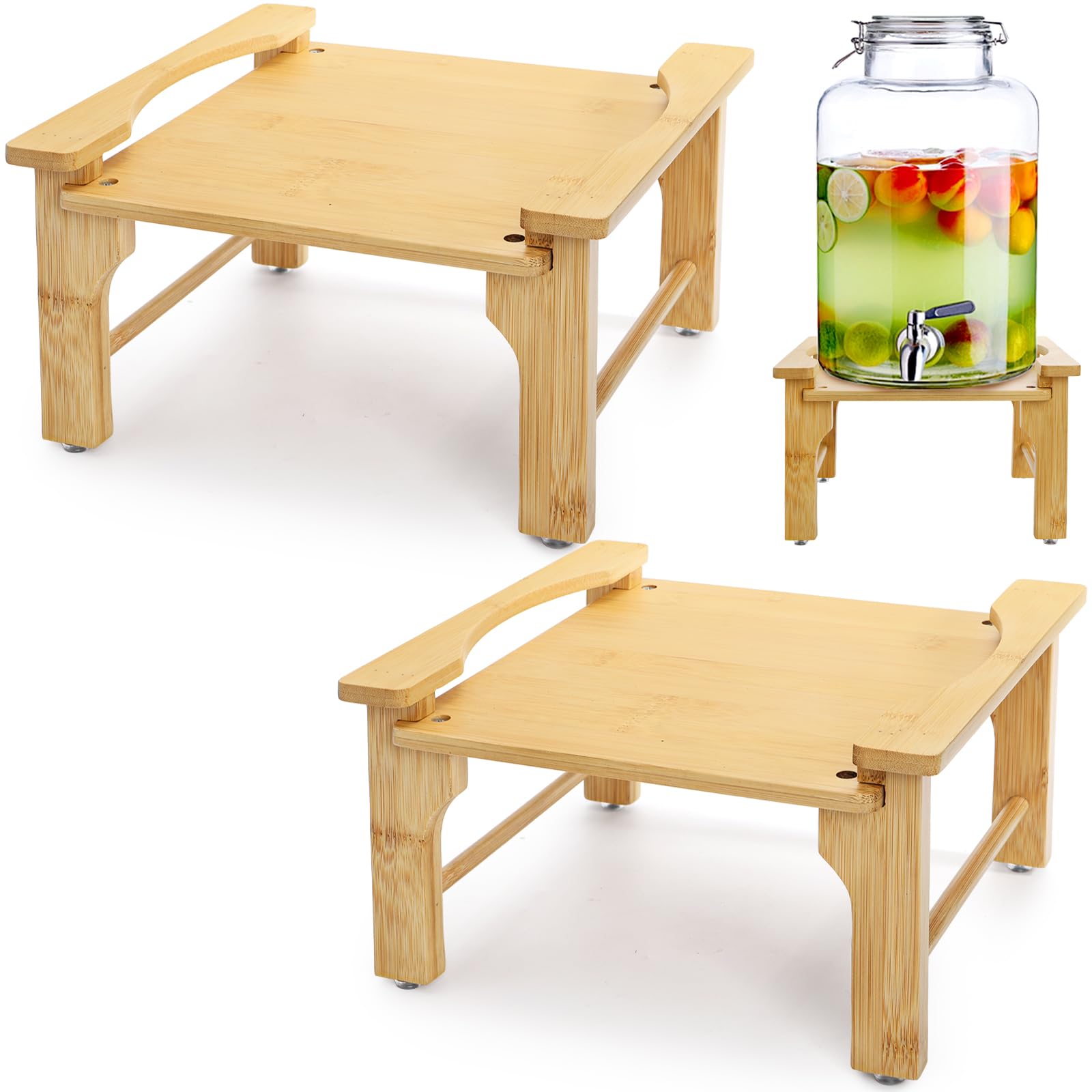 Tebery two-pack natural bamboo drink dispenser stand on table