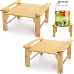 Tebery two-pack natural bamboo drink dispenser stand on table